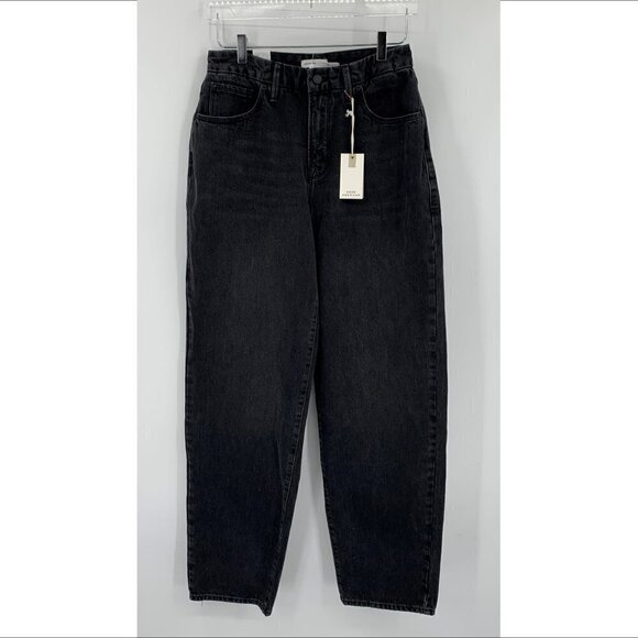 Good American 90s trouser jeans faded black over-sized high rise cotton new 2 26 - Picture 1 of 3